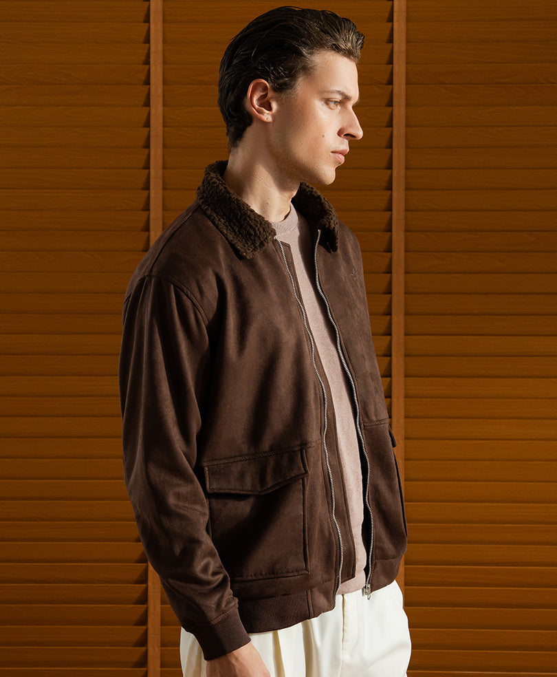 DK Brown Suede Aviator Jacket Evo Zone