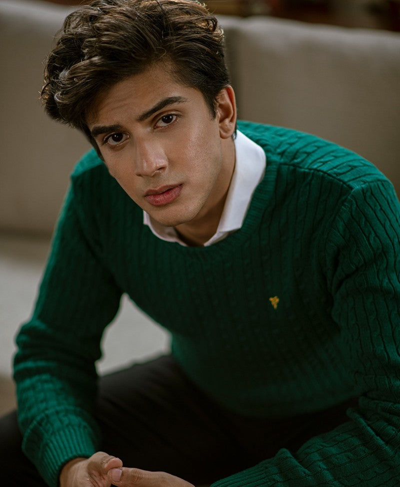 Evo Zone Green Cable Knit Sweater