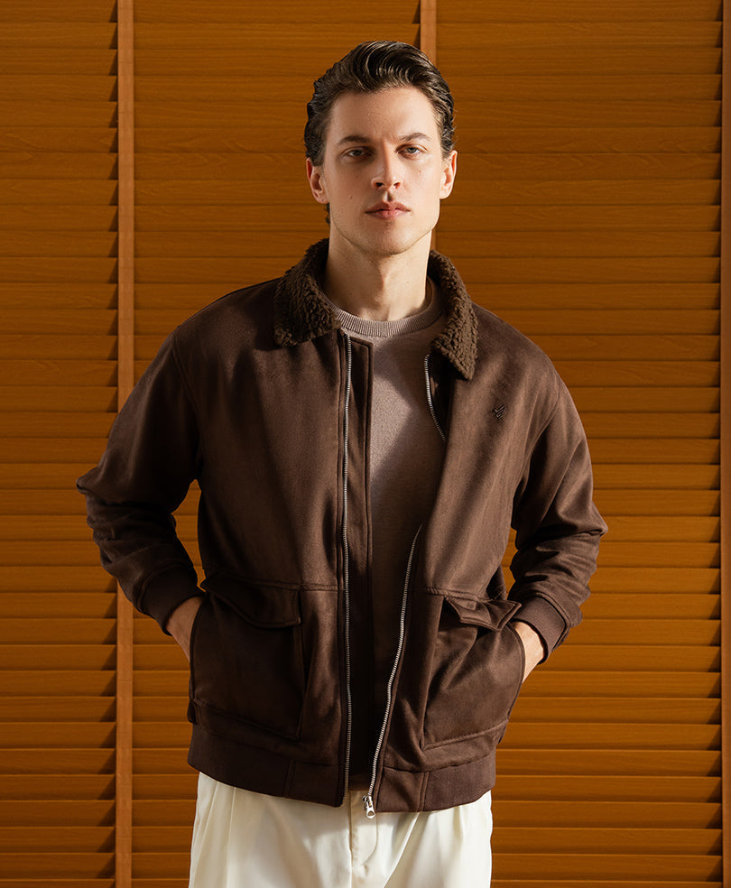 DK Brown Suede Aviator Jacket Evo Zone