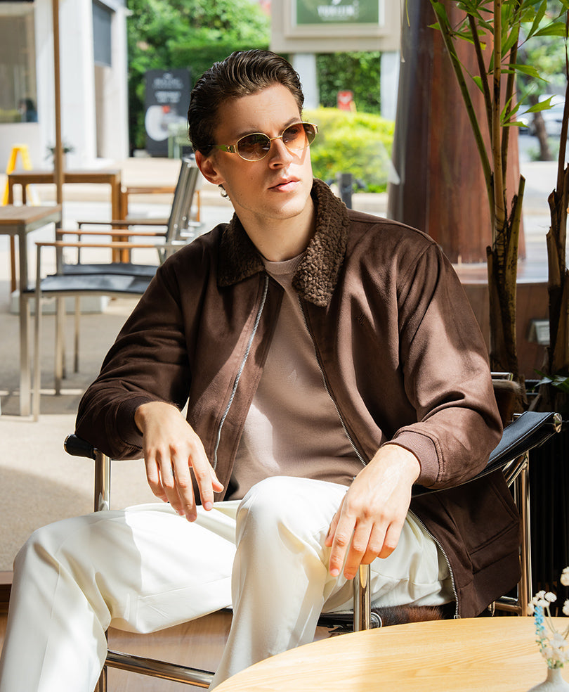 DK Brown Suede Aviator Jacket Evo Zone