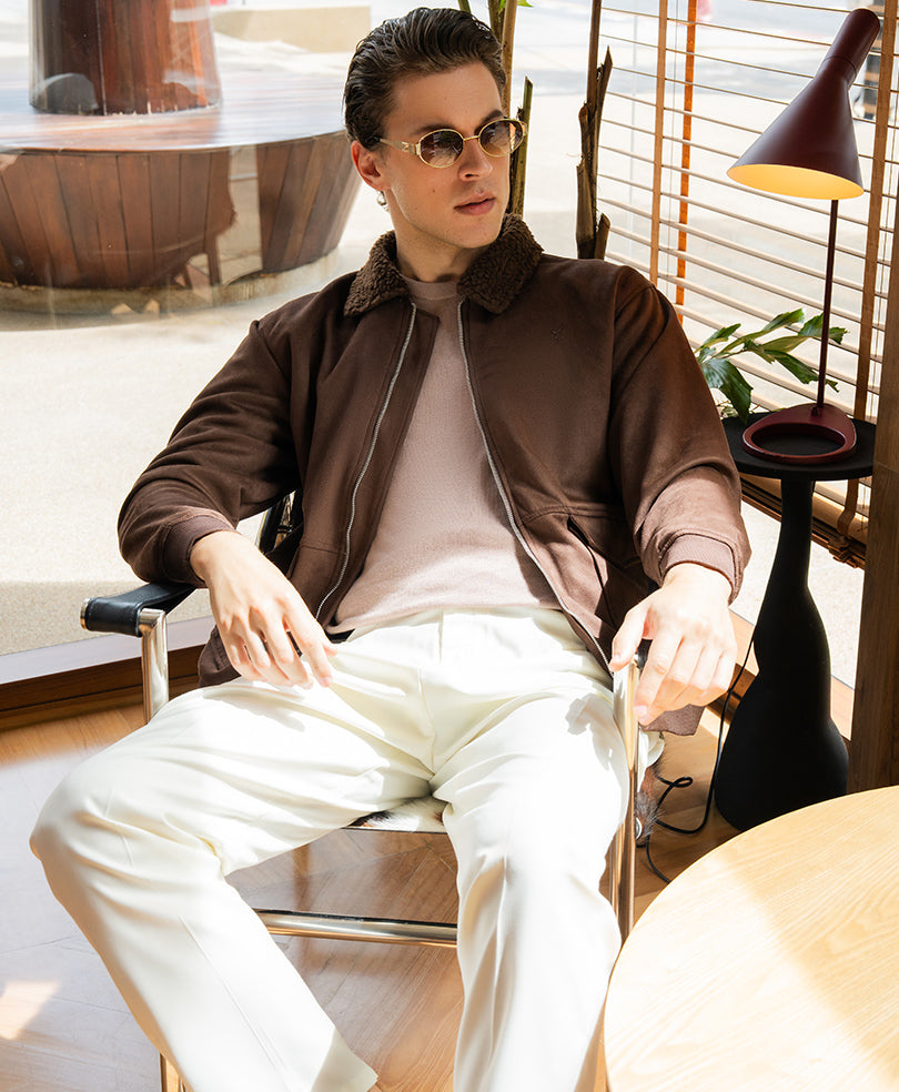 DK Brown Suede Aviator Jacket Evo Zone