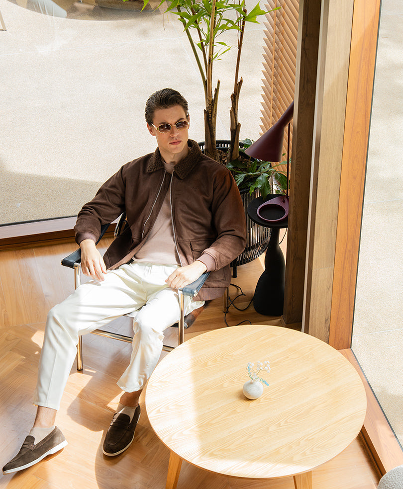 DK Brown Suede Aviator Jacket Evo Zone