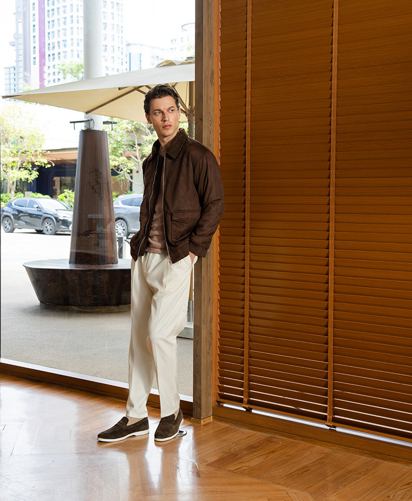 DK Brown Suede Aviator Jacket Evo Zone