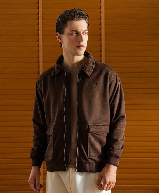 DK Brown Suede Aviator Jacket Evo Zone
