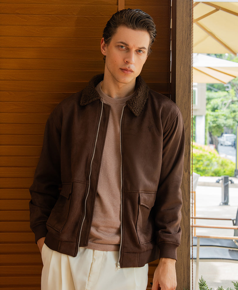 DK Brown Suede Aviator Jacket Evo Zone