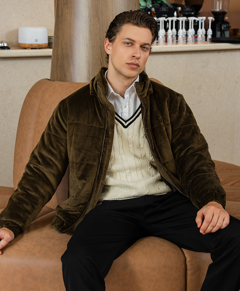 Brown Corduroy Puffer Jacket Evo Zone