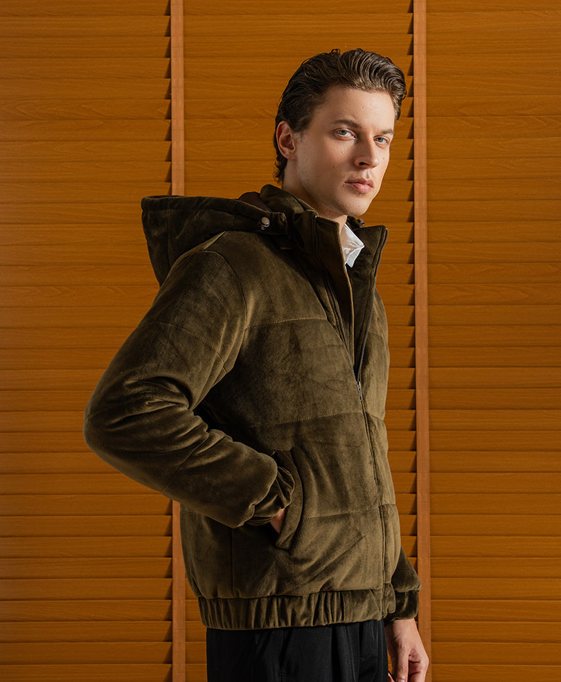 Brown Corduroy Puffer Jacket Evo Zone