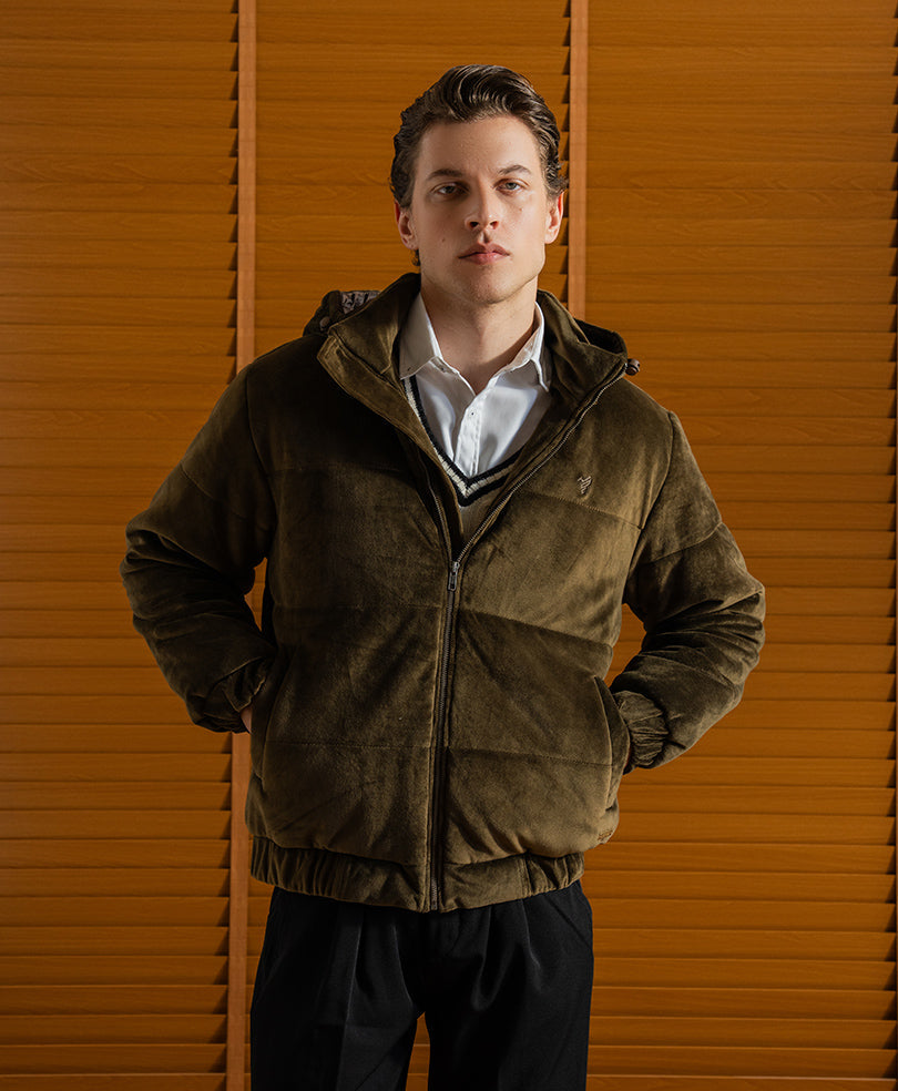 Brown Corduroy Puffer Jacket Evo Zone