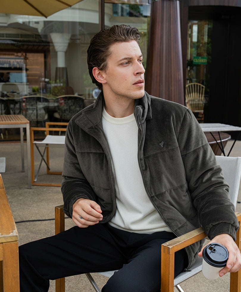 DK Grey Corduroy Puffer Jacket Evo Zone