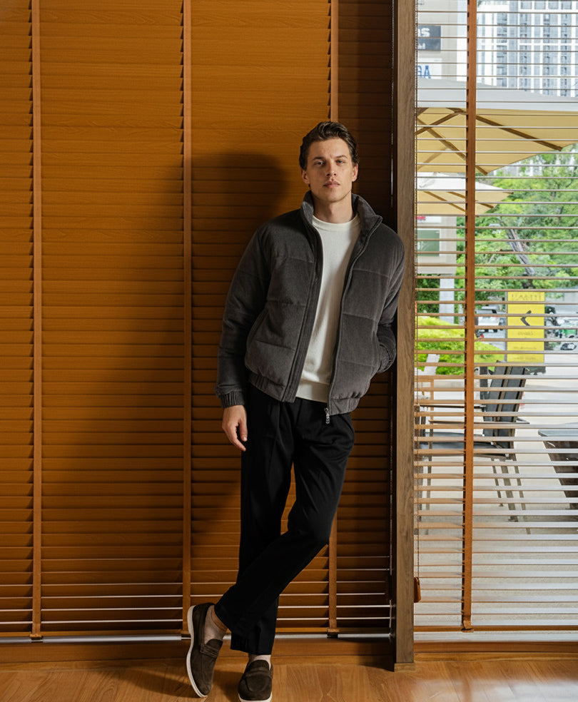 DK Grey Corduroy Puffer Jacket Evo Zone