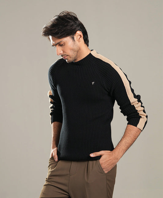 Black & Beige Turtle Neck Sweater Evo Zone