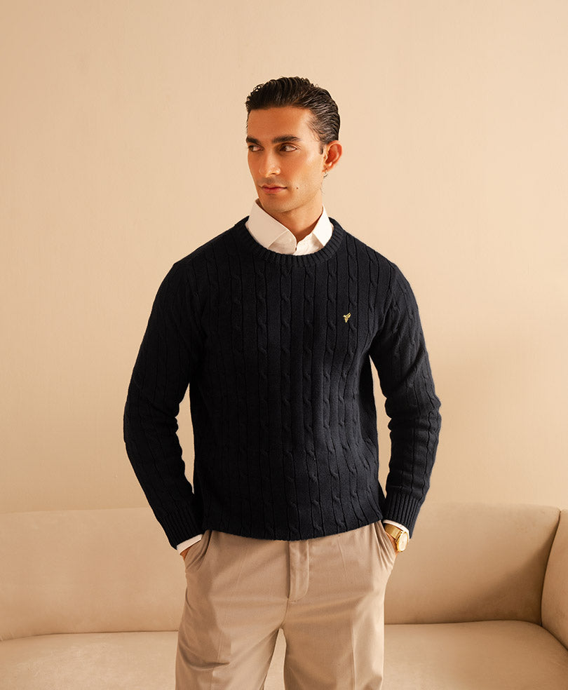 Black Cable Knit Sweater Evo Zone