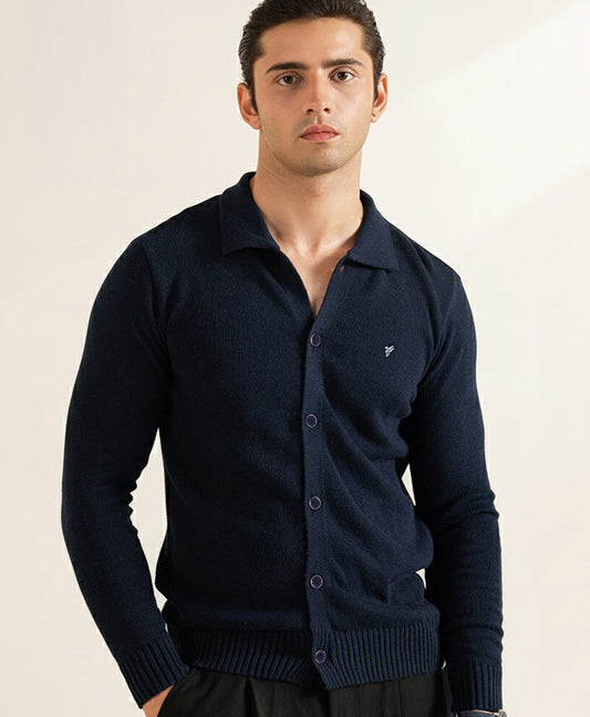 Evo Zone DK Navy Sweater Knit Cardigan POLO