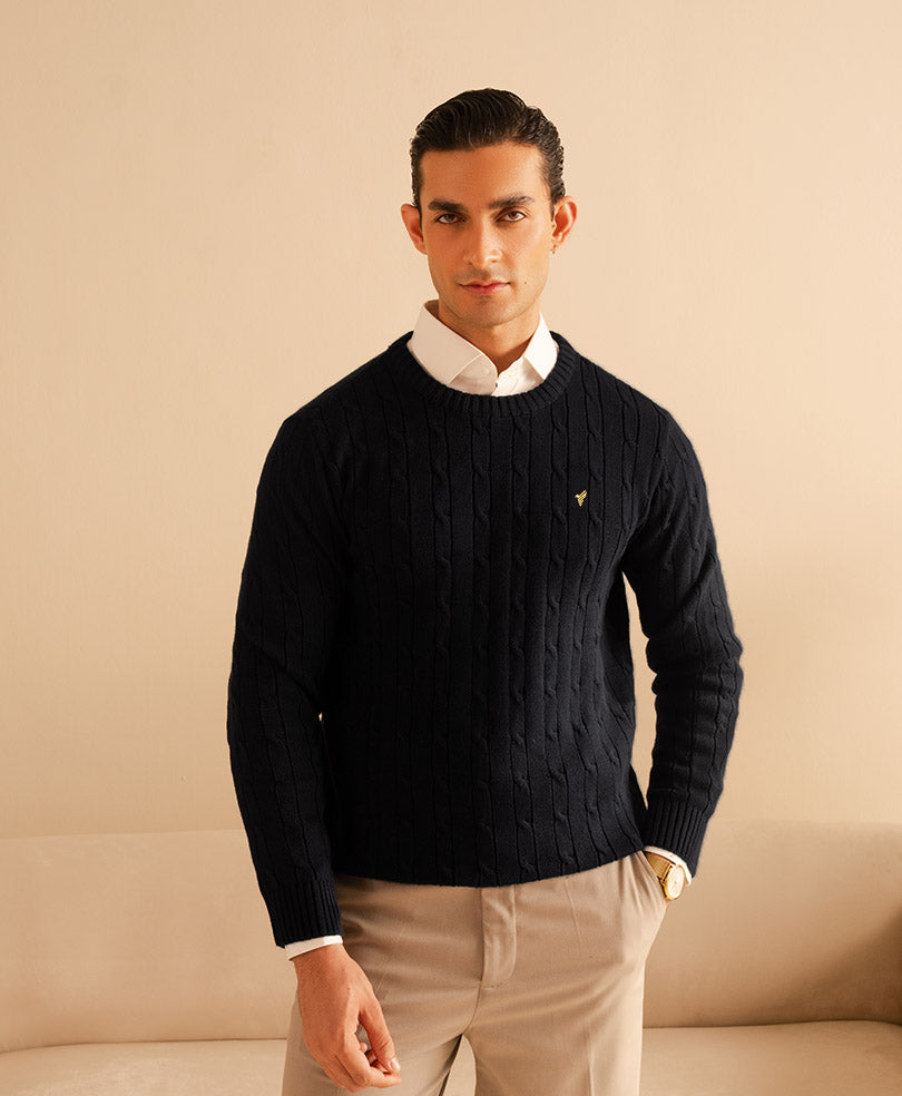 Black Cable Knit Sweater Evo Zone