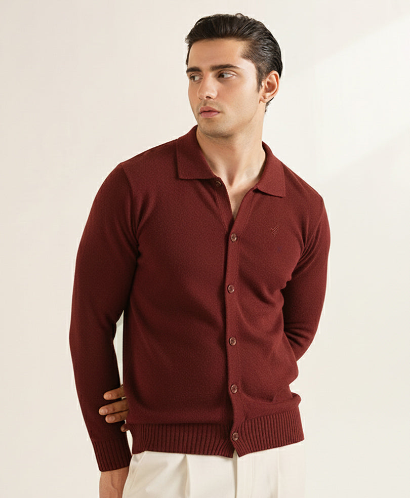 DK Rust Sweater Knit Cardigan POLO Evo Zone