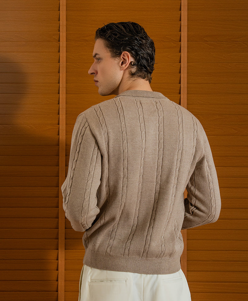 Evo Zone Goat Full Sleeve Cable Knit POLO