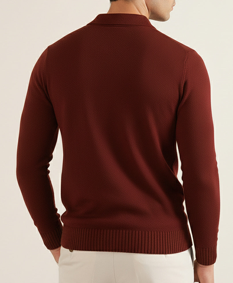 DK Rust Sweater Knit Cardigan POLO Evo Zone