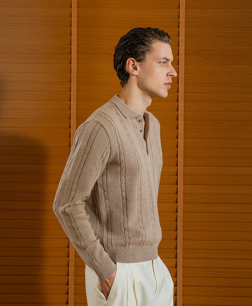 Evo Zone Goat Full Sleeve Cable Knit POLO