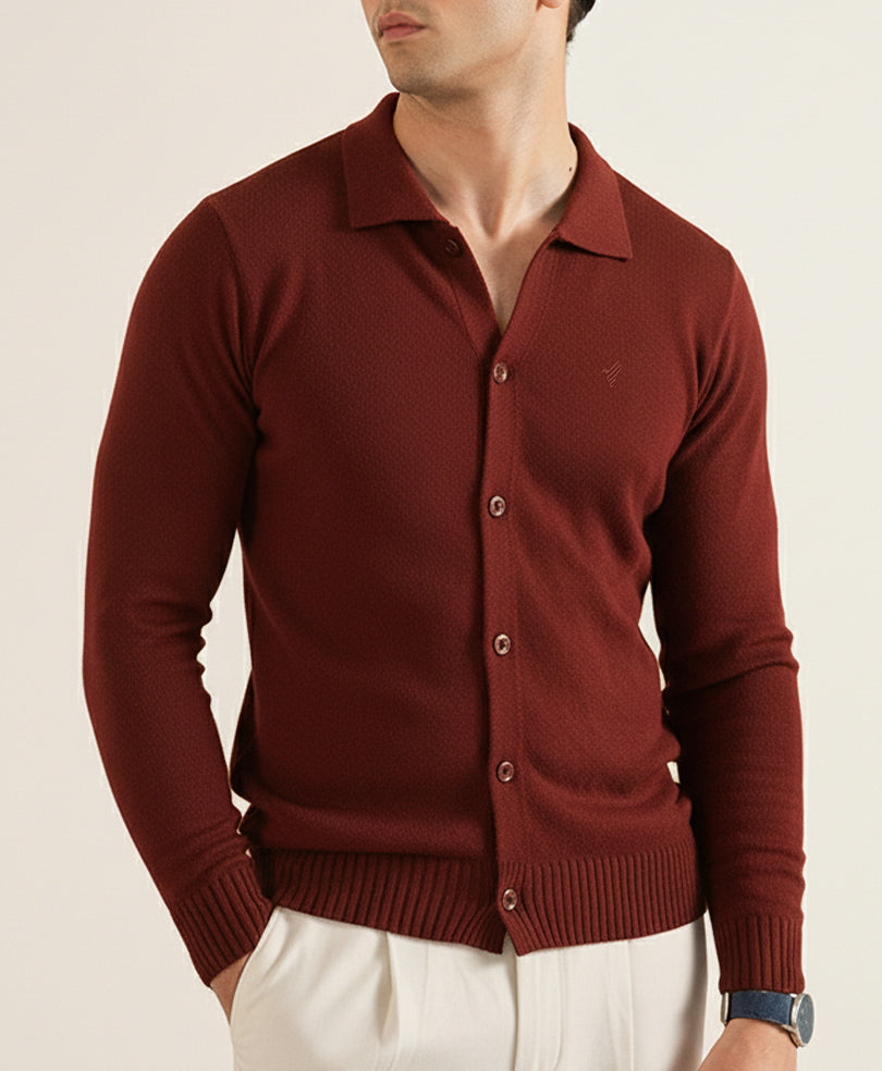DK Rust Sweater Knit Cardigan POLO Evo Zone