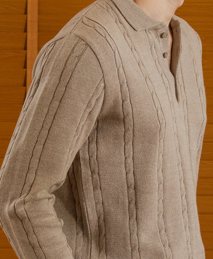 Evo Zone Goat Full Sleeve Cable Knit POLO