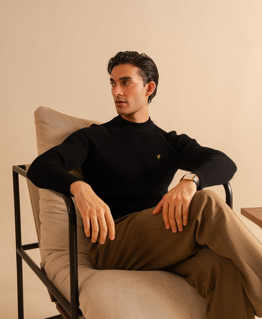 Black Mock Neck Sweater Evo Zone