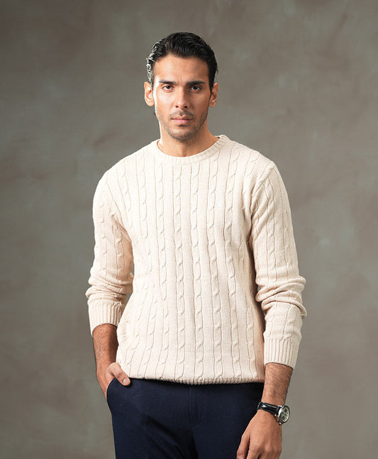 Evo Zone Beige Cable Knit Sweater