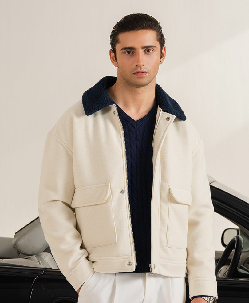 DK Evo Zone Navy Cable Knit V-Neck Sweater