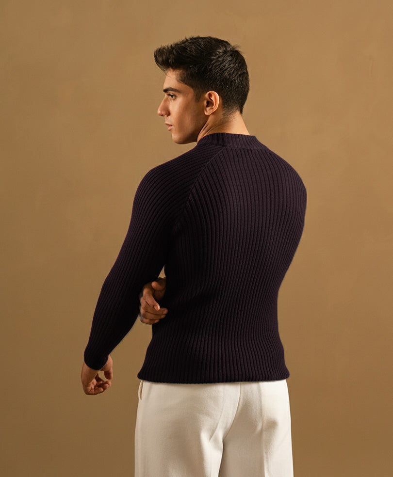 Evo Zone DK Purple Mock Neck Sweater