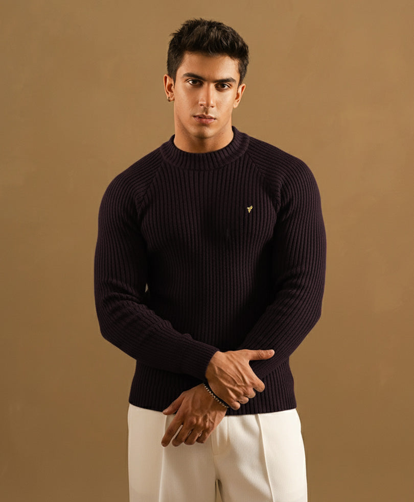 Evo Zone DK Purple Mock Neck Sweater