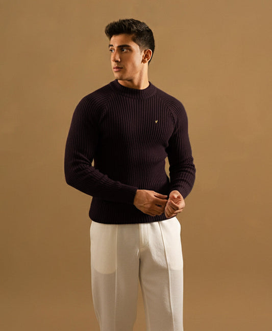 Evo Zone DK Purple Mock Neck Sweater